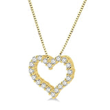 14K Yellow Gold Natural Diamonds Heart Pendant