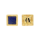 JT ESTATE 14K Yellow Gold Lapis Omega Back Earrings