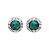 JT ESTATE Sterling Silver Turquoise Flower Clip-On Earrings