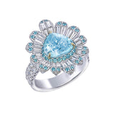 18K White And Yellow Gold Pear Paraiba Flower Ring