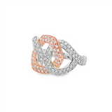 14K White And Rose Gold Twisted Natural Diamonds Ring