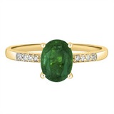 14K Yellow Gold Oval Emerald Classic Ring