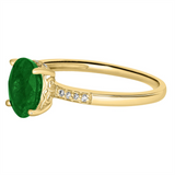 14K Yellow Gold Oval Emerald Classic Ring