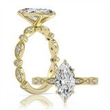 14K Yellow Gold 2.60Ct Marquise Lab Grown Diamonds Vintage Engagement Ring