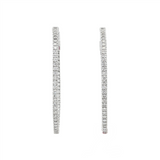 14K White Gold 35Mm Oval Inside Out Lab Grown Diamonds Hoop Earrings