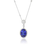 18K White Gold Tanzanite Halo Pendant