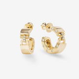18K Yellow Gold Overlay 'Ashley' Cubic Zirconia Lock Huggies