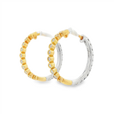 14K Yellow And White Gold 20mm Reversible Medium Hoop Diamond Earring