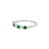 14K White Gold Round Emerald And Diamond Band