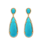 18K Yellow Gold Turquoises Dangle Earrings