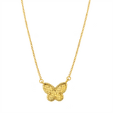 14K Yellow Gold Reversible Primavera Turquoise Butterfly Necklace