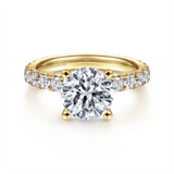 14K Yellow Gold 'Ulani' Hidden Halo Round Natural Diamonds Engagement Ring