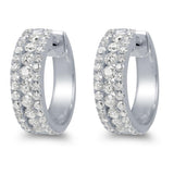 18K White Gold 15Mm Small Channel Set Round Diamond Hoops