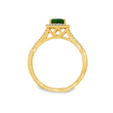14K Yellow Gold Cushion Russalite And Diamond Halo Ring