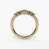 14K Yellow Gold Curved Natural Diamonds Band