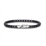 Black E-Coated Sterling Silver Box Chain Bracelet