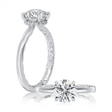 14K White Gold Hidden Halo Diamond Engagement Ring