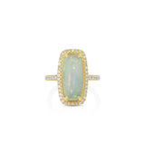 18K Yellow Gold Cabochon Opal Halo Ring