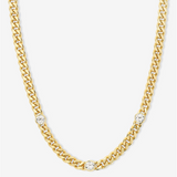18K Yellow Gold Overlay 'Julian' Triple Cubic Zirconia Cuban Chain Necklace