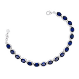 Sterling Silver Lab Grown Sapphires Tennis Bracelet