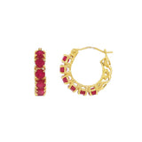 JT ESTATE 14K Yellow Gold Rubies Huggie Earrings