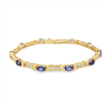 JT ESTATE 14K Yellow Gold Tanzanite And Diamond Fancy Link Bracelet