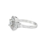 JT ESTATE 14K White Gold 1.00Ct Radiant Natural Diamonds Halo Engagement Ring