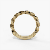 14K Yellow Gold Cuban Link Natural Diamonds Band