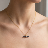 14K Yellow Gold Black Onyx T-Bar Necklace