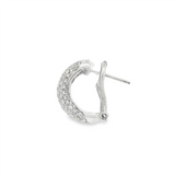 14K White Gold Small Hoop Natural Diamonds Earrings