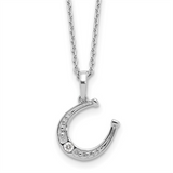 Sterling Silver Natural Diamond Horseshoe Drop Pendant