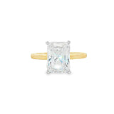 14K Yellow And White Gold Hidden Halo Radiant Diamond Engagement Ring