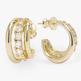 18K Yellow Gold Overlay 'Oh She Fancy' Smooth and Cubic Zirconia Hoops