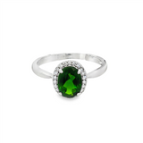 14K White Gold Oval Russalite Halo Ring