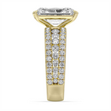 14K Yellow Gold 5.10Ct Radiant Lab Grown Diamonds Wide Band Engagement Ring