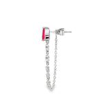 14K White Gold Rubies And Diamonds Dangle Earrings