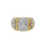 JT ESTATE 18K Yellow And White Gold Wide Domed Natural Diamond Band