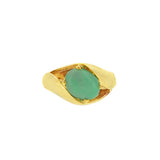 JT ESTATE 14K Yellow Gold Jadeite Split Shank Solitaire Ring