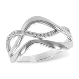 14K White Gold Free Form Natural Diamonds Ring