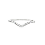 14K White Gold Curved Natural Diamonds Band
