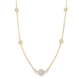 18K Yellow Gold Natural Diamonds Station Necklace