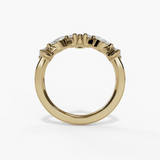 14K Yellow Gold Curved Natural Diamonds Band