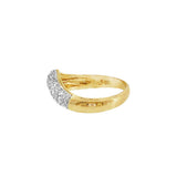 JT ESTATE 14K Yellow And White Gold Chevron Natural Diamonds Ring