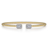 14K Yellow And White Gold Natural Diamonds Bujukan Open Cuff Bracelet