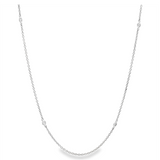 14K White Gold Natural Diamonds Station Necklace