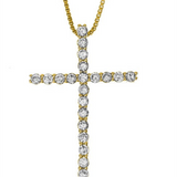 14K Yellow Gold Diamond Cross Pendant Necklace