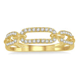 14K Yellow Gold Paperclip Stackable Diamond Ring