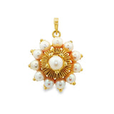 JT ESTATE 14K Yellow Gold Pearls Circle Pendant