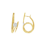JT ESTATE 14K Yellow Gold Spiralled Tension Set Natural Diamond Hoops