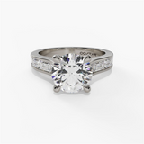 14K White Gold Contemporary Round Natural Diamonds Engagement Ring